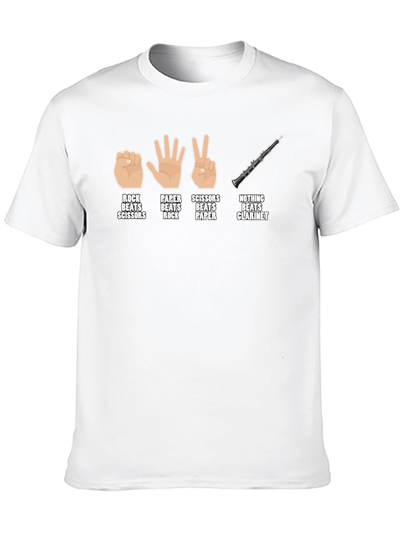 Rock Paper Scissors Clarinet T-Shirt Funny Musician Tee