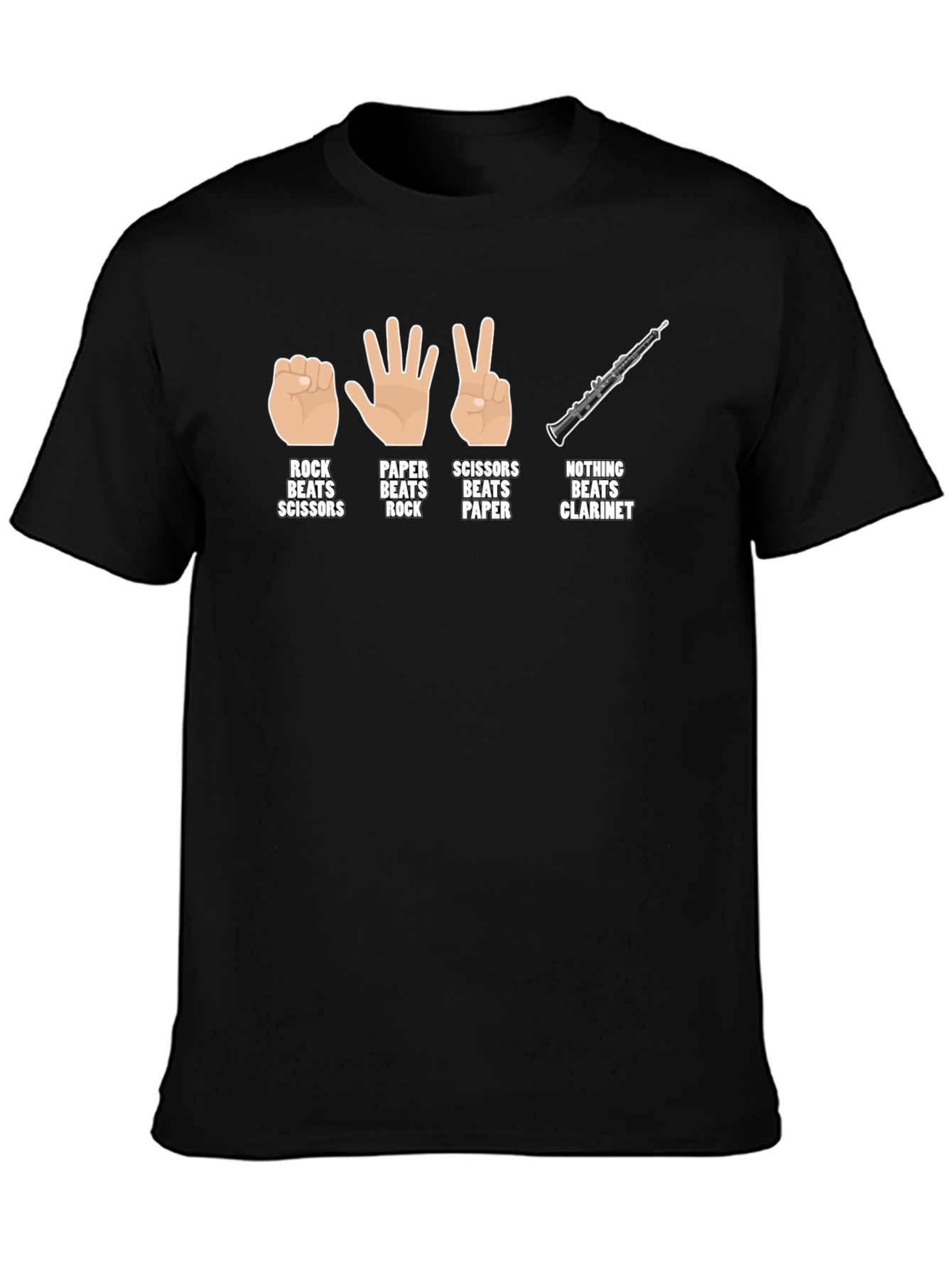 Rock Paper Scissors Clarinet T-Shirt Funny Musician Tee