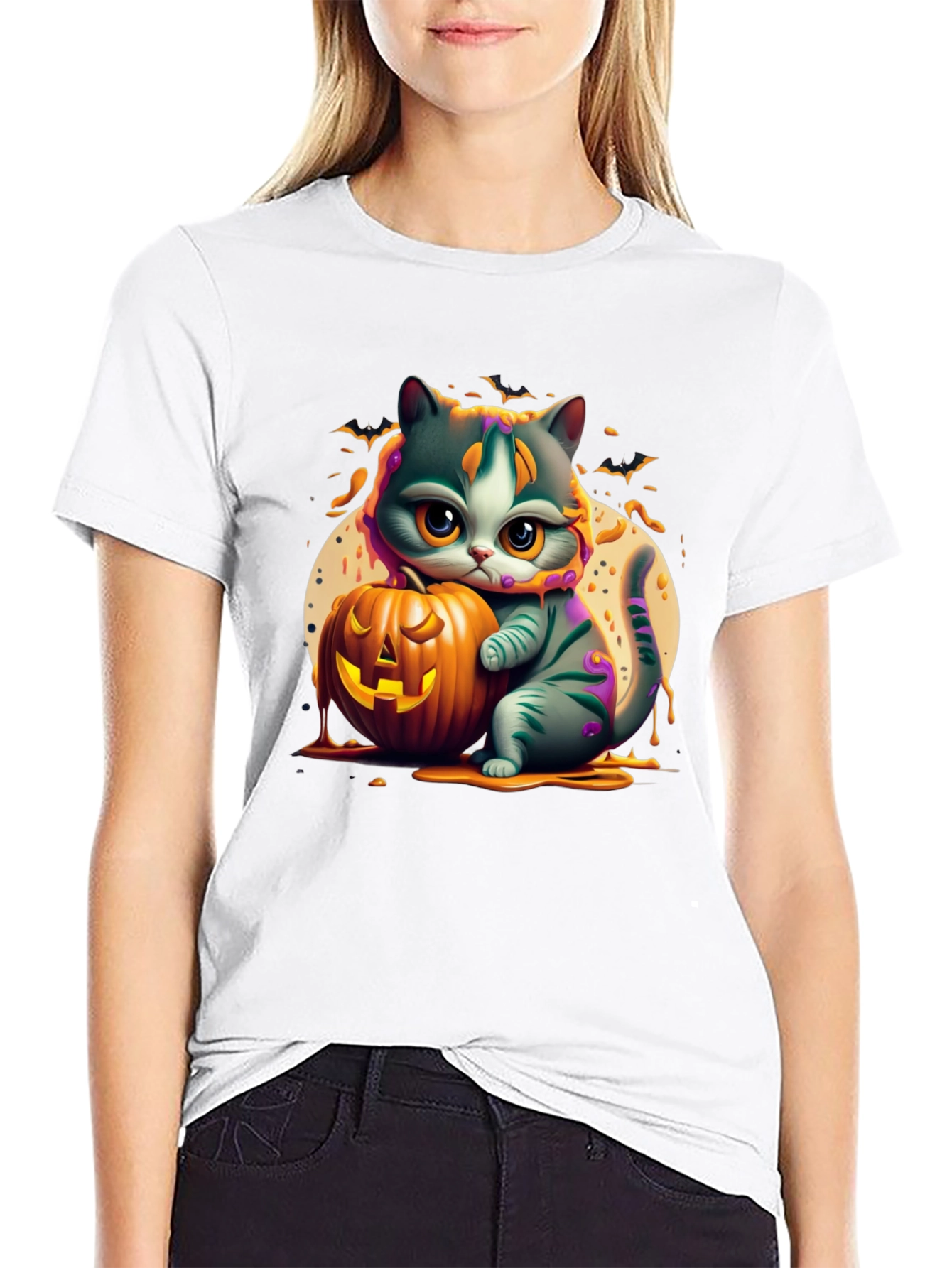 Halloween Cat Pumpkin Graphic Tee