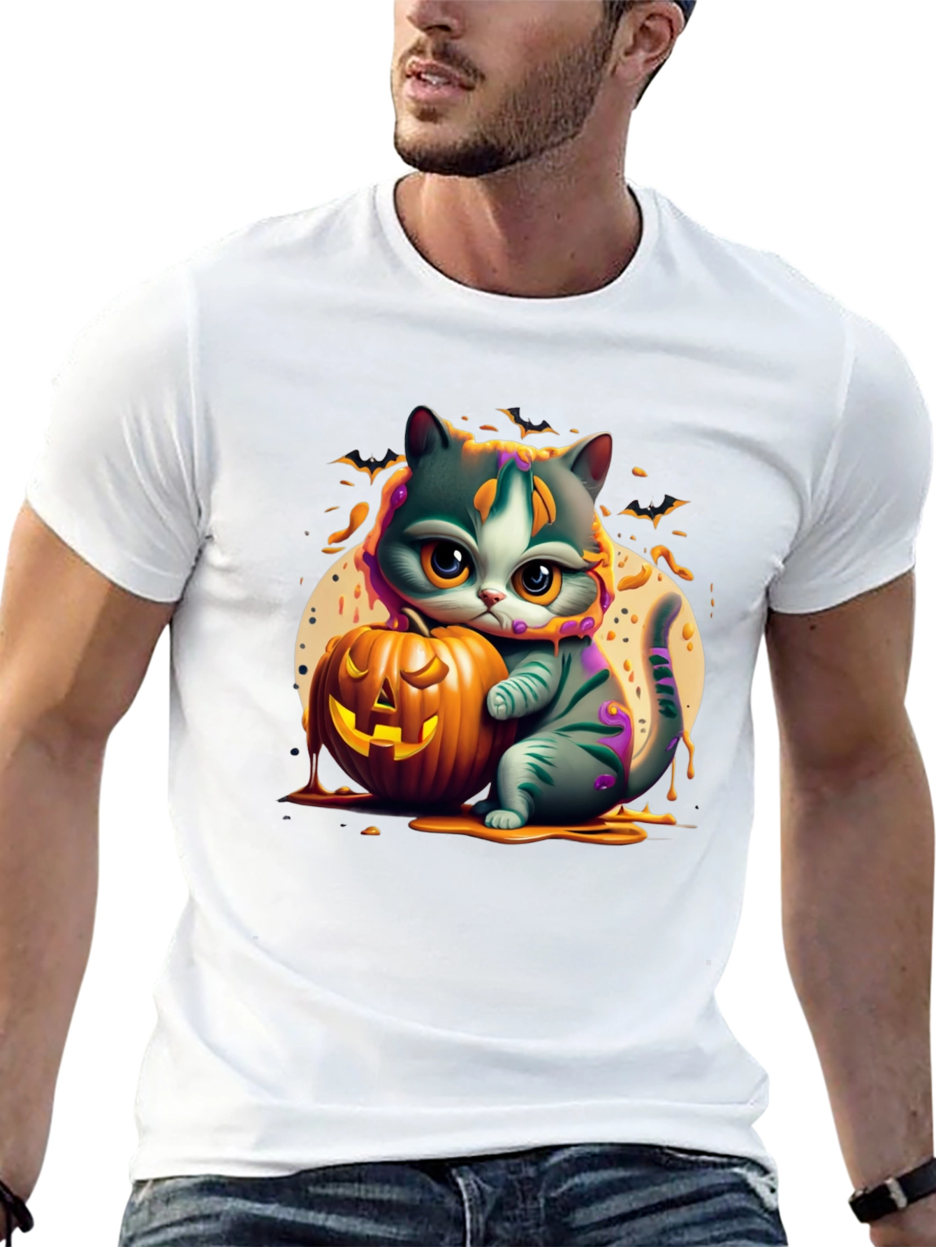 Halloween Cat Pumpkin Graphic Tee