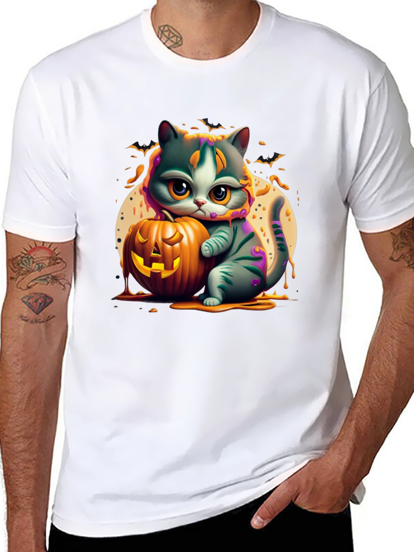 Halloween Cat Pumpkin Graphic Tee