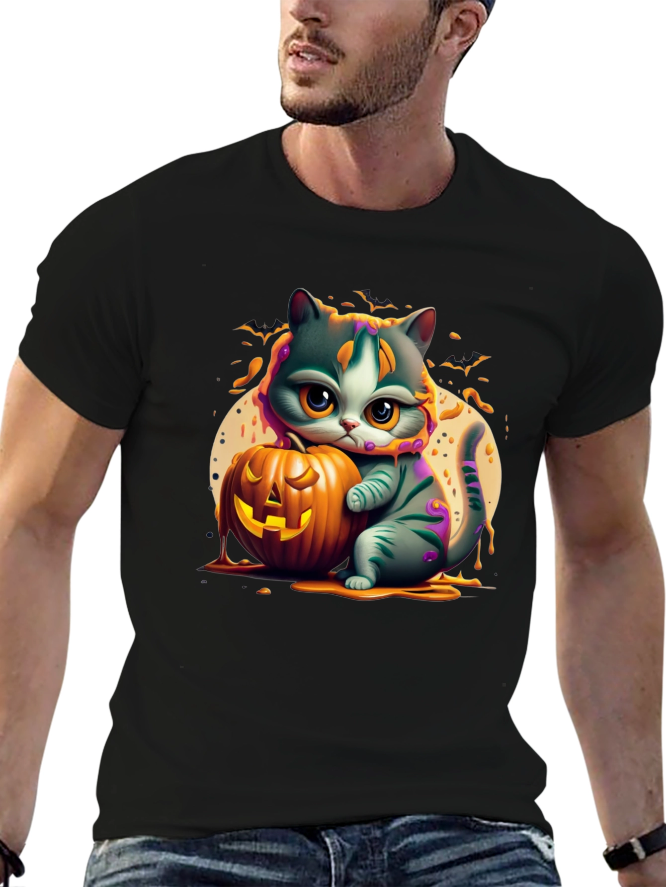 Halloween Cat Pumpkin Graphic Tee