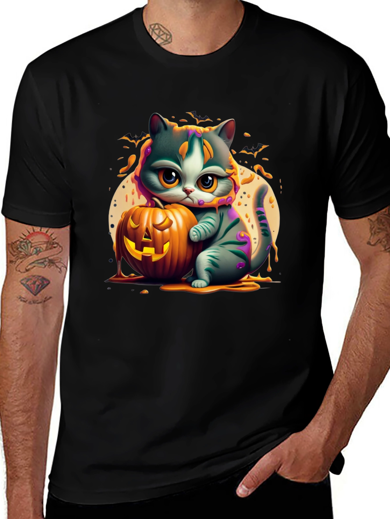 Halloween Cat Pumpkin Graphic Tee
