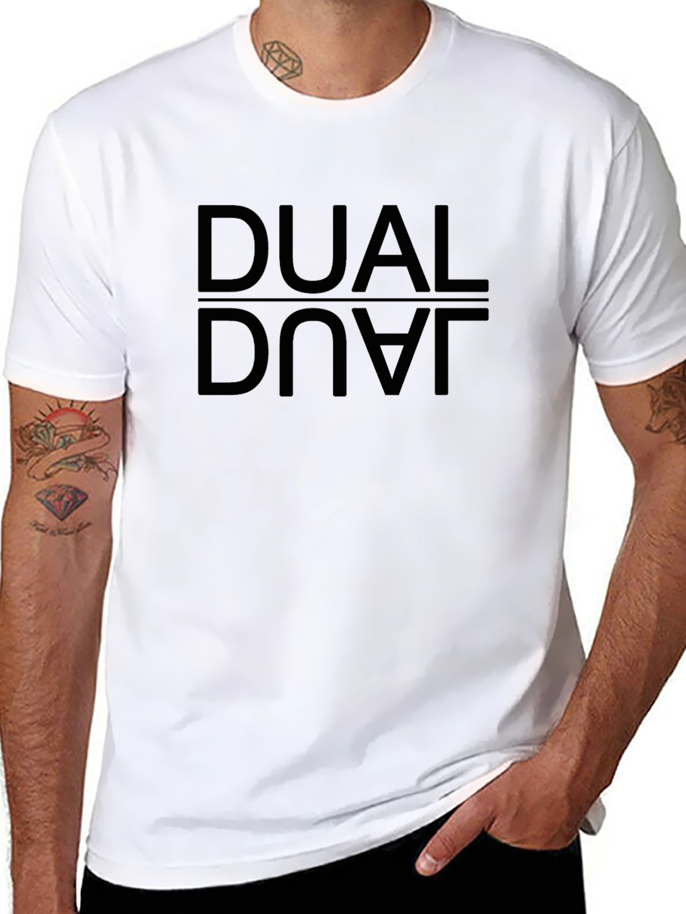 Dual Dove Black T-Shirt - Urban Reflective Design