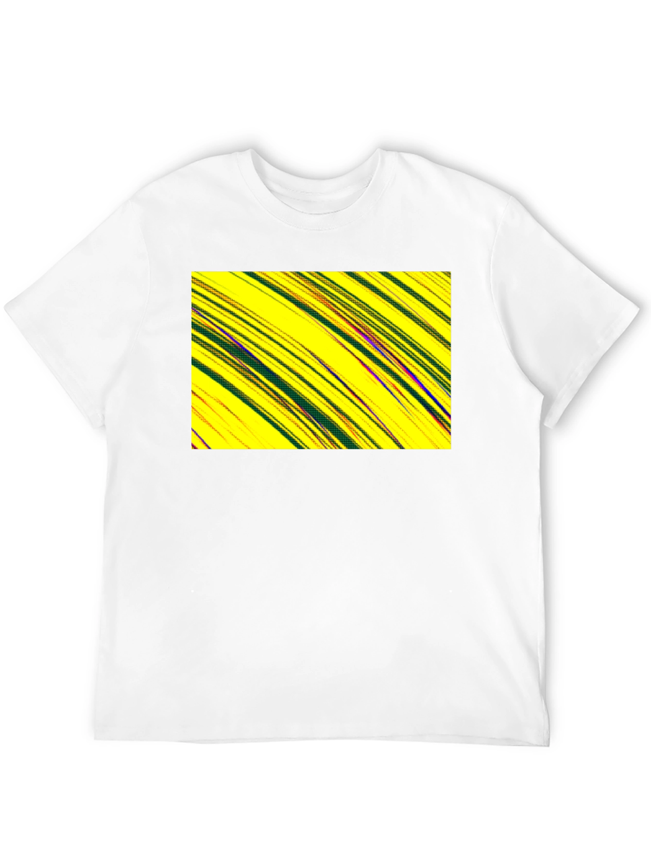 Abstract Yellow Graphic Print Black Tee