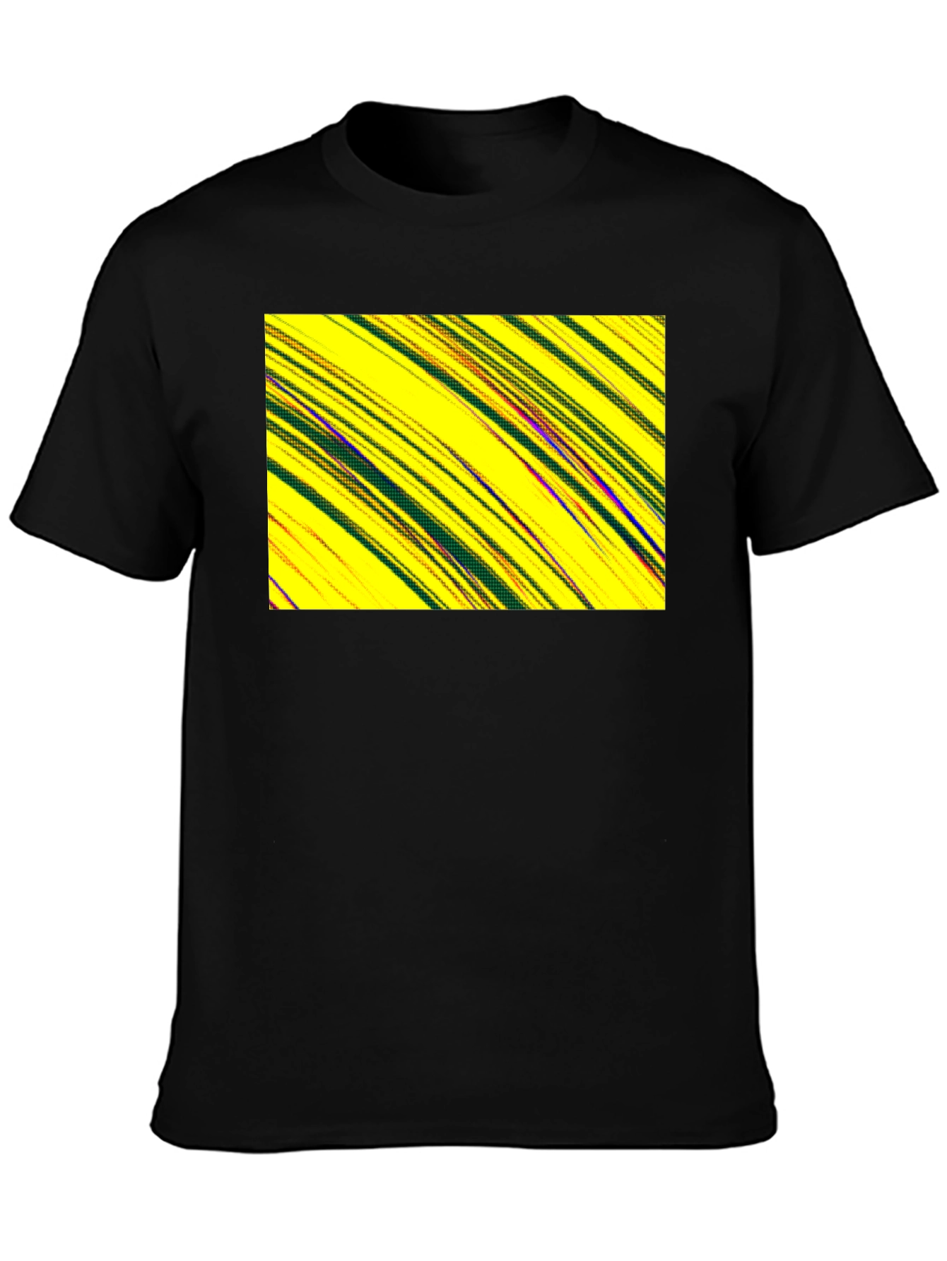 Abstract Yellow Graphic Print Black Tee