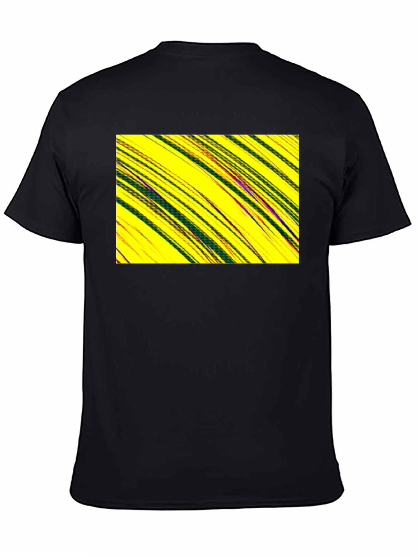 Abstract Yellow Graphic Print Black Tee