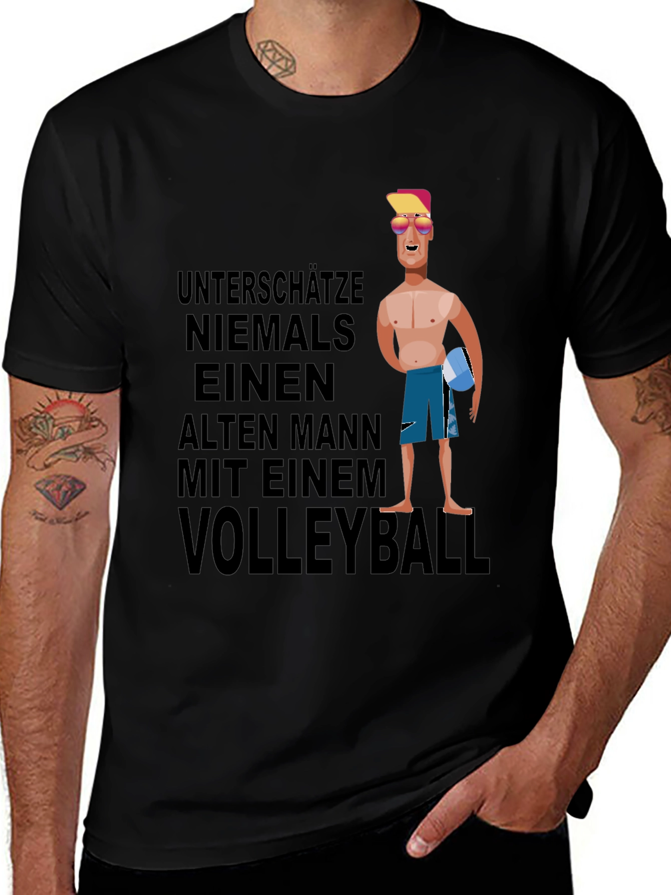 Volleyball Old Man Graphic T-Shirt