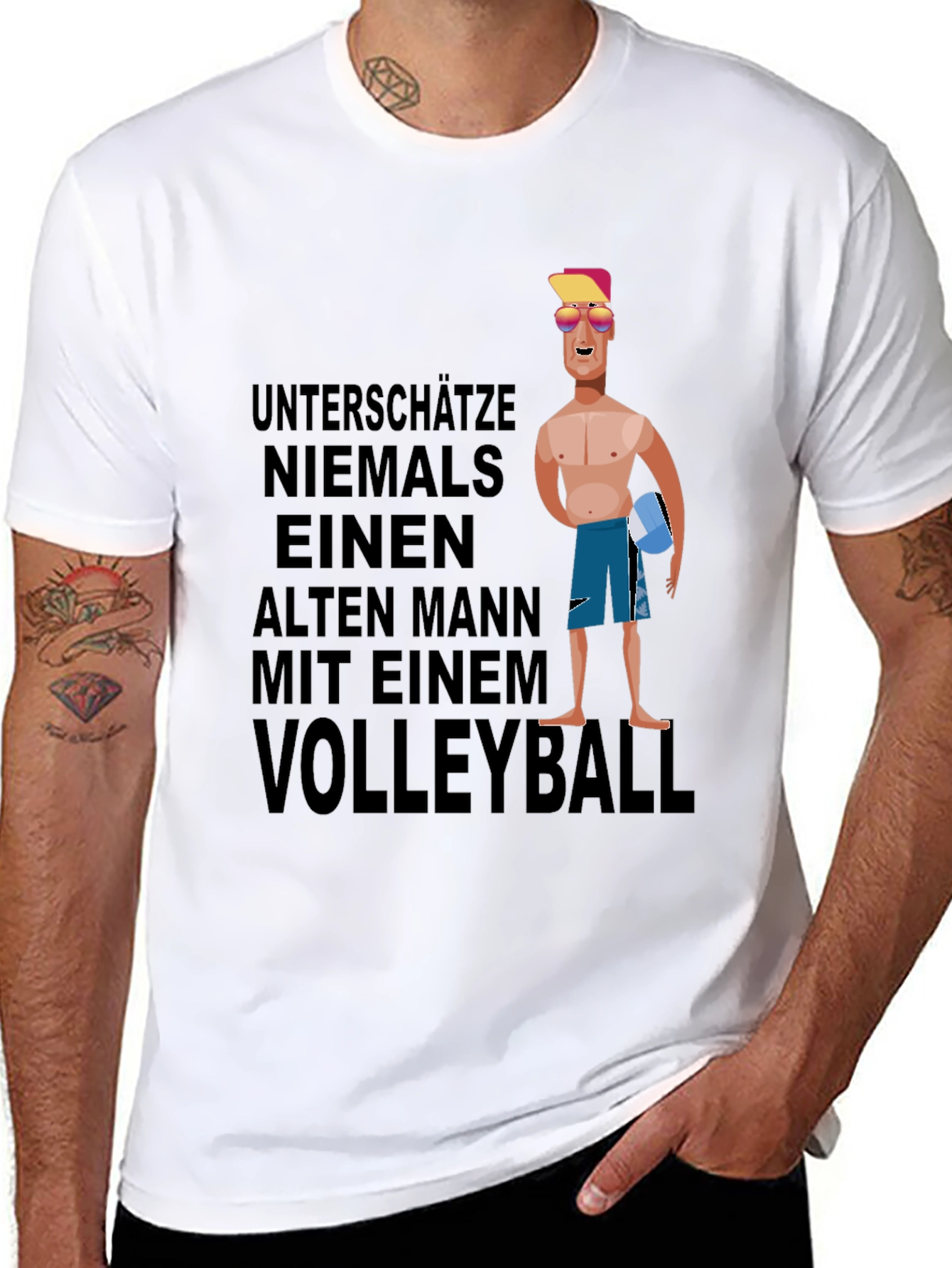 Volleyball Old Man Graphic T-Shirt