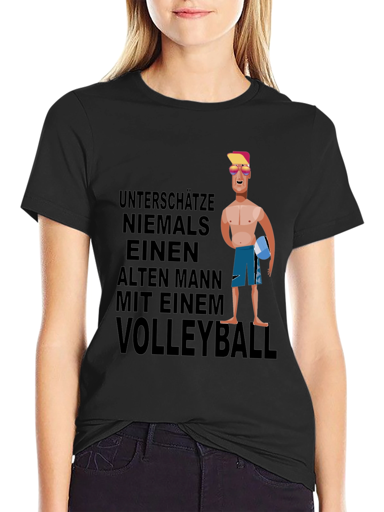 Volleyball Old Man Graphic T-Shirt
