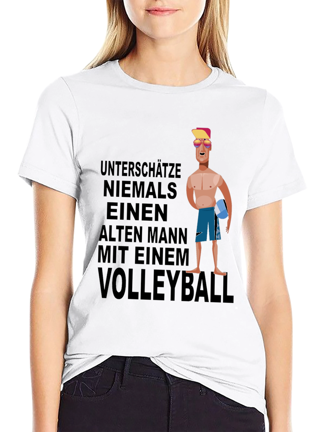 Volleyball Old Man Graphic T-Shirt