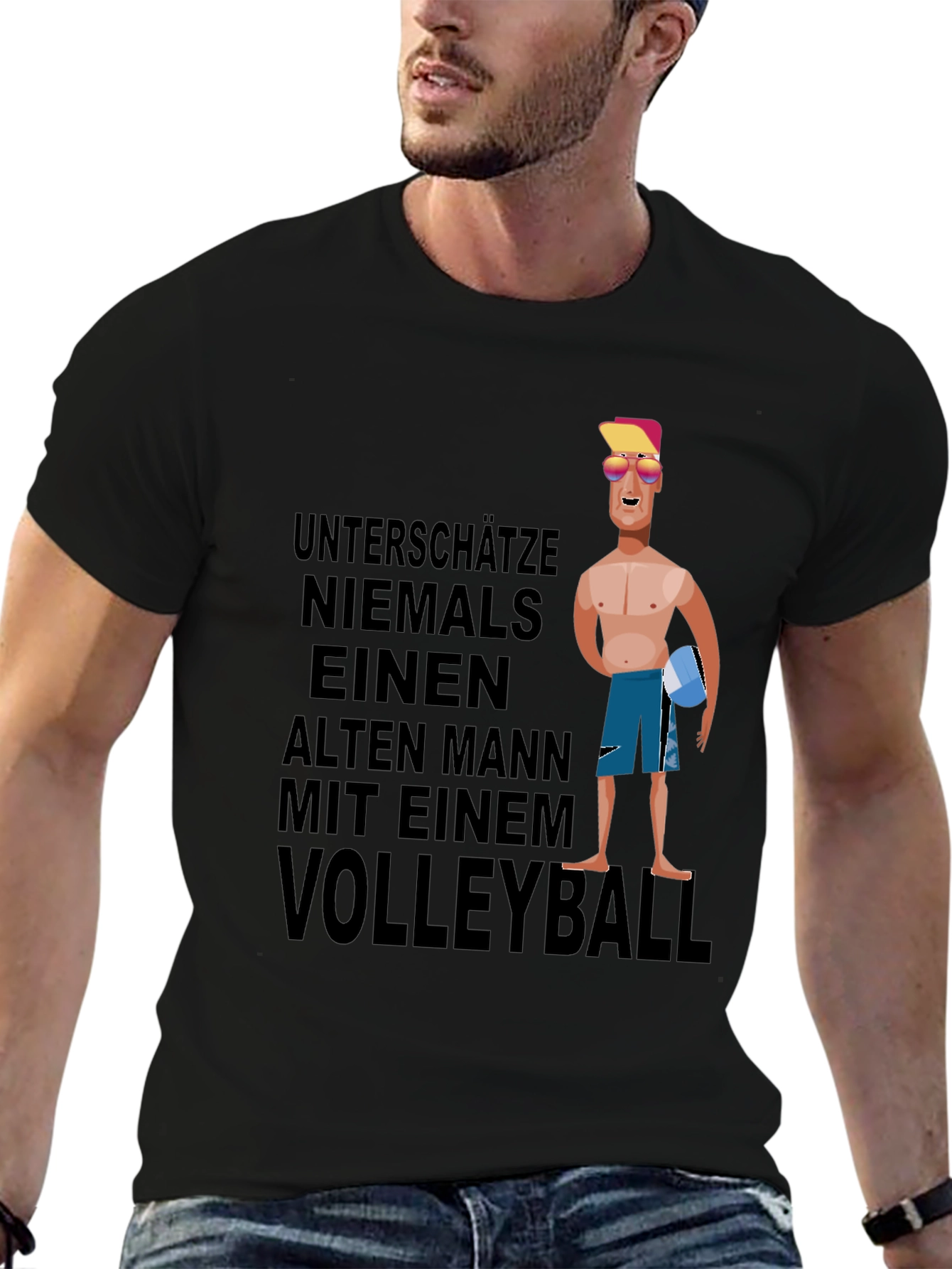 Volleyball Old Man Graphic T-Shirt