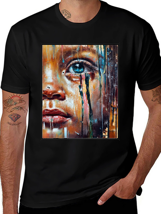 Artistic Portrait Graphic T-Shirt - Black