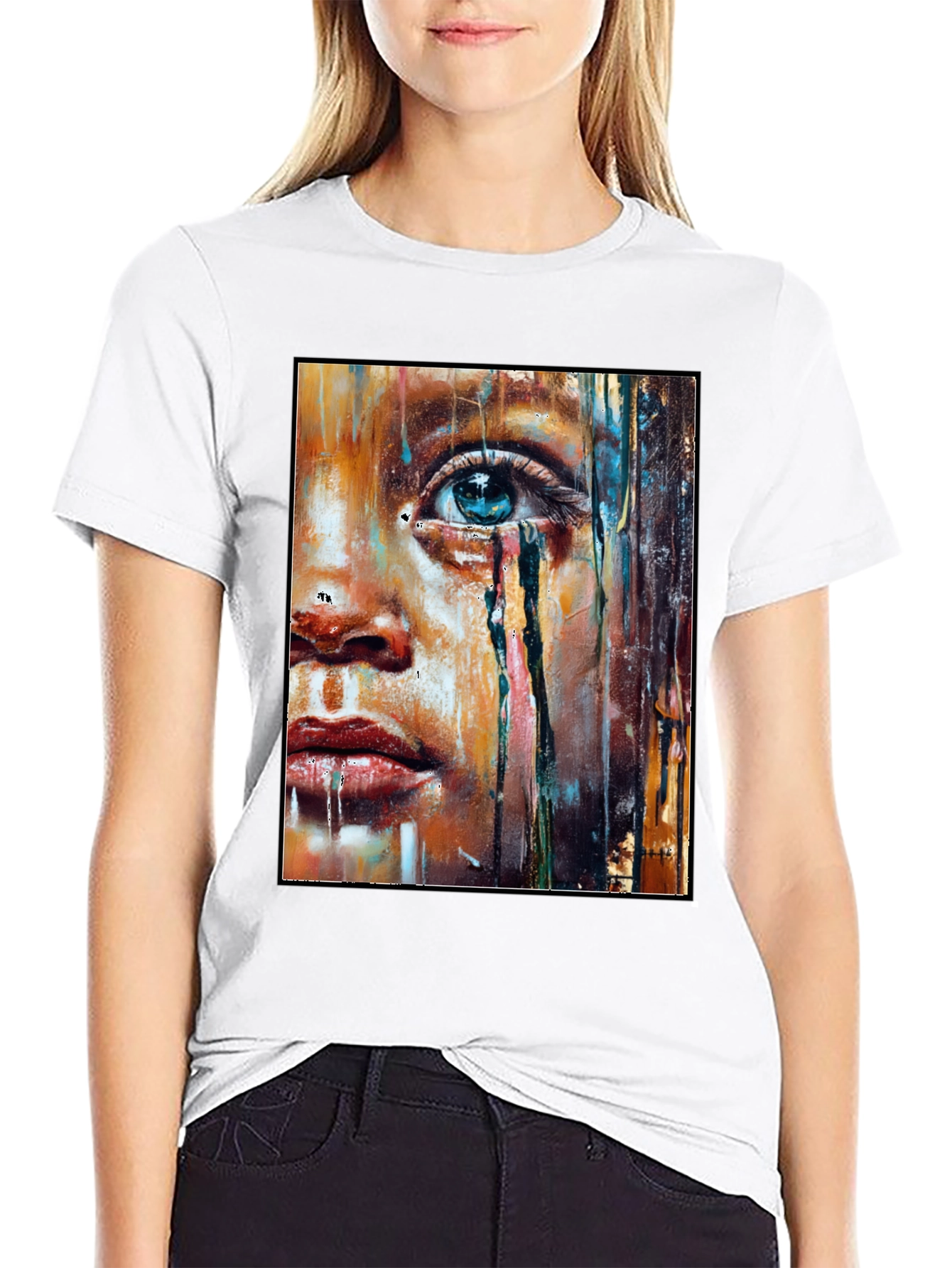Artistic Portrait Graphic T-Shirt - Black