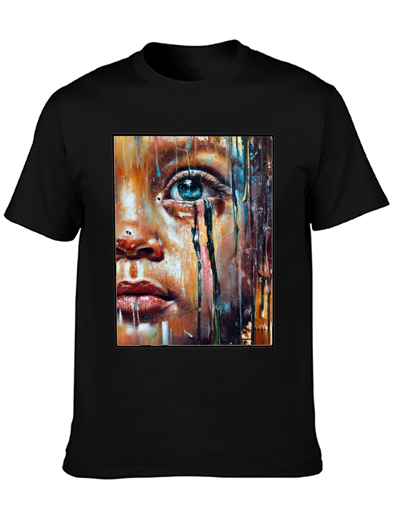 Artistic Portrait Graphic T-Shirt - Black