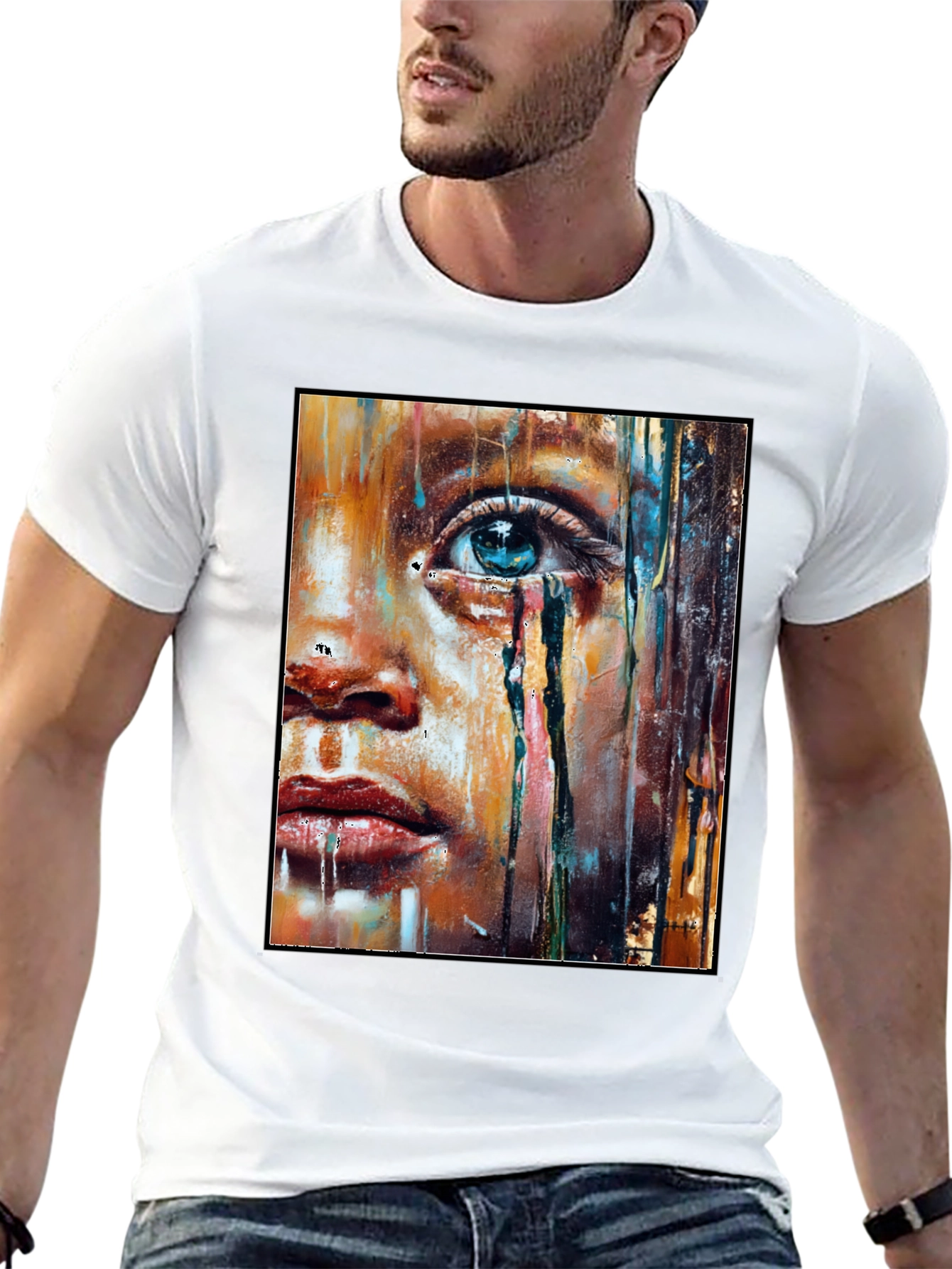 Artistic Portrait Graphic T-Shirt - Black