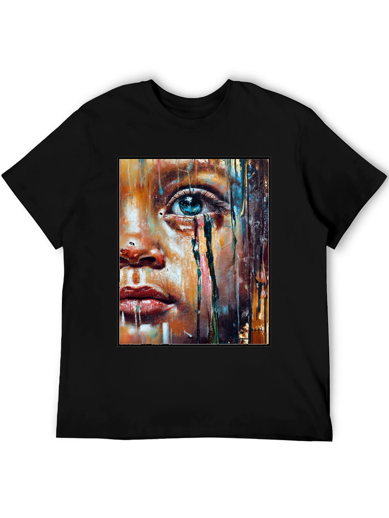 Artistic Portrait Graphic T-Shirt - Black