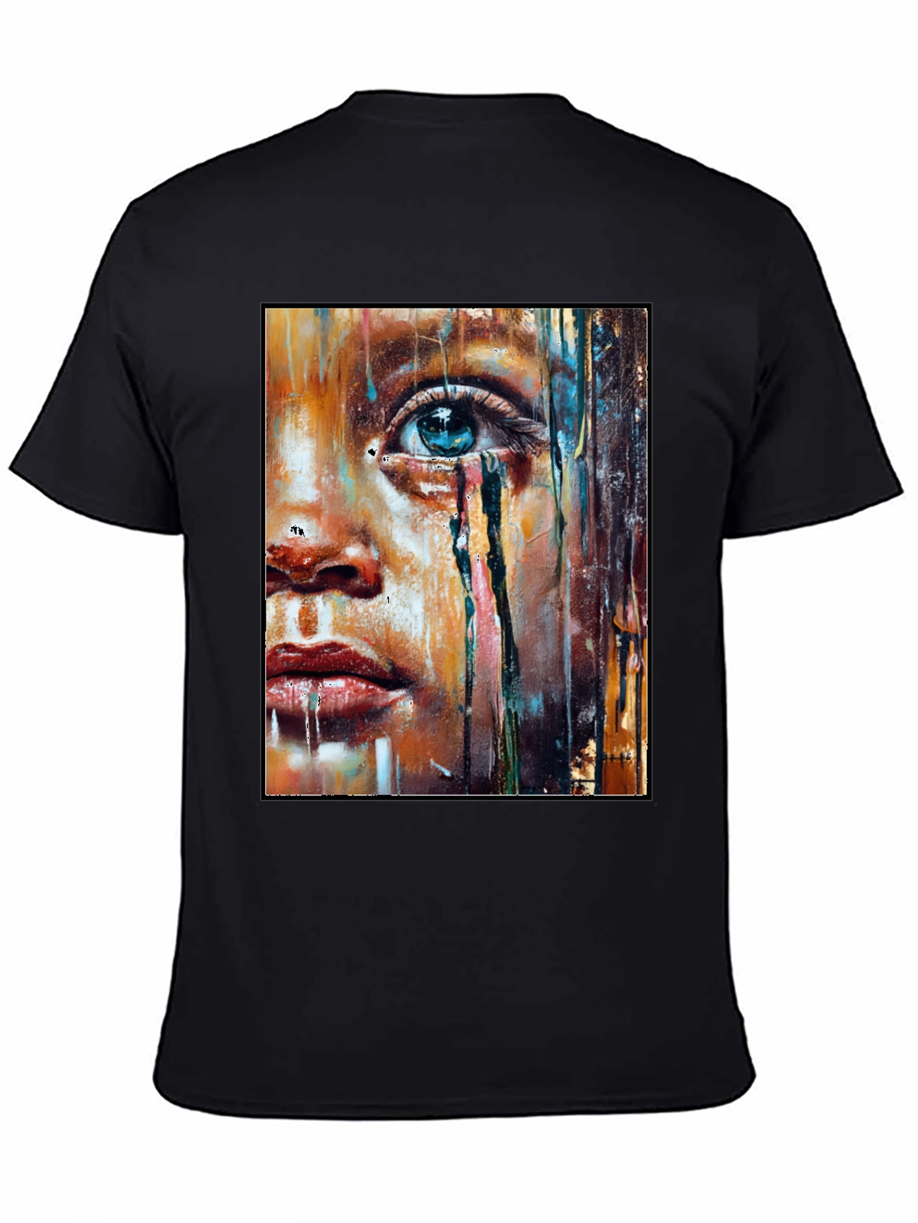 Artistic Portrait Graphic T-Shirt - Black