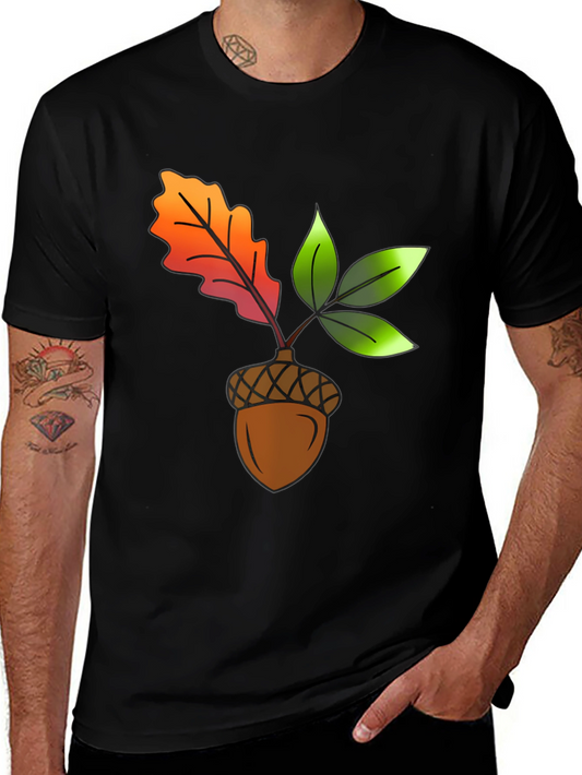 Fall Acorn Leaf Graphic Tee - Autumn Style