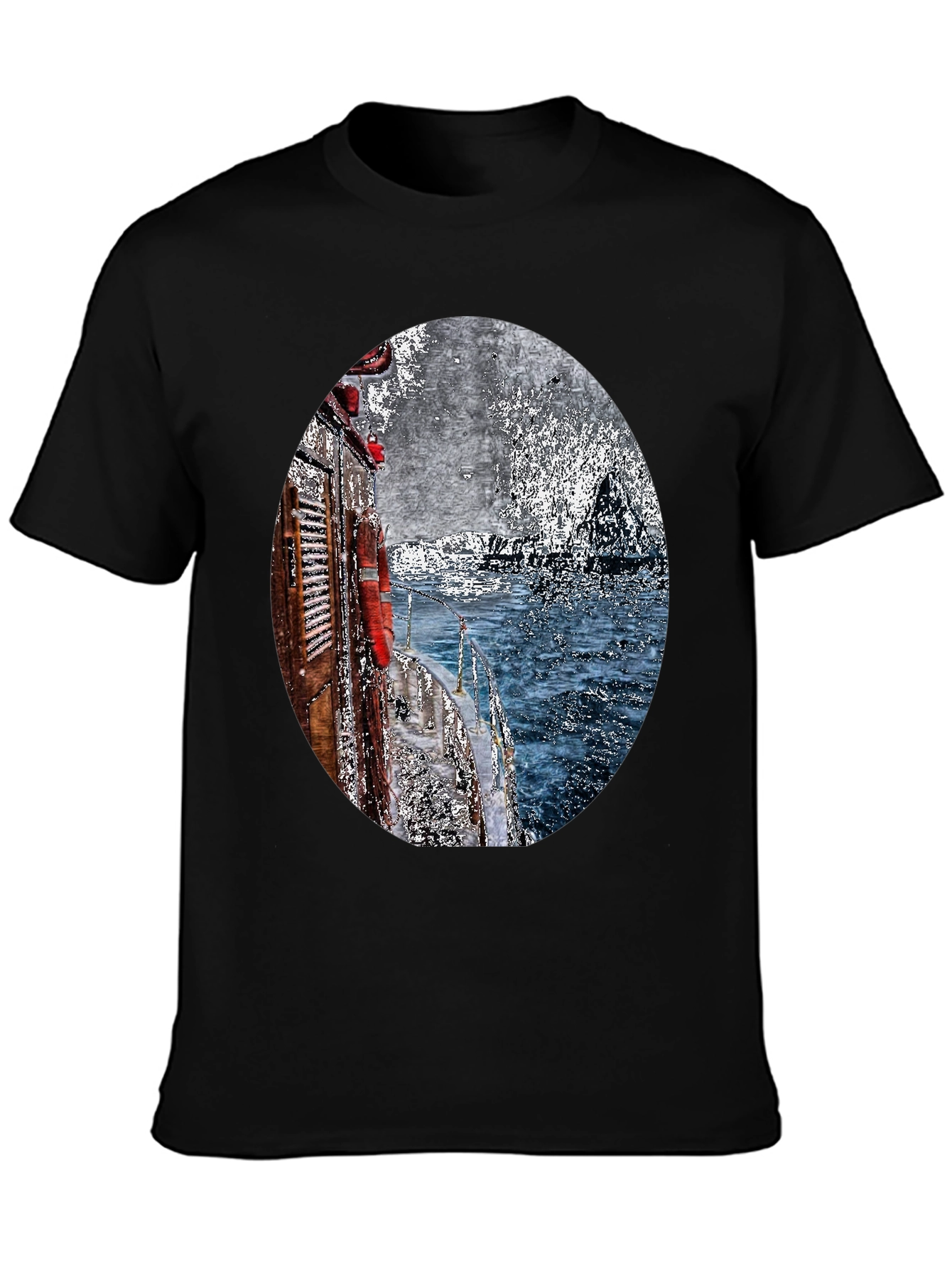 Boat Painting Graphic Tee - Black