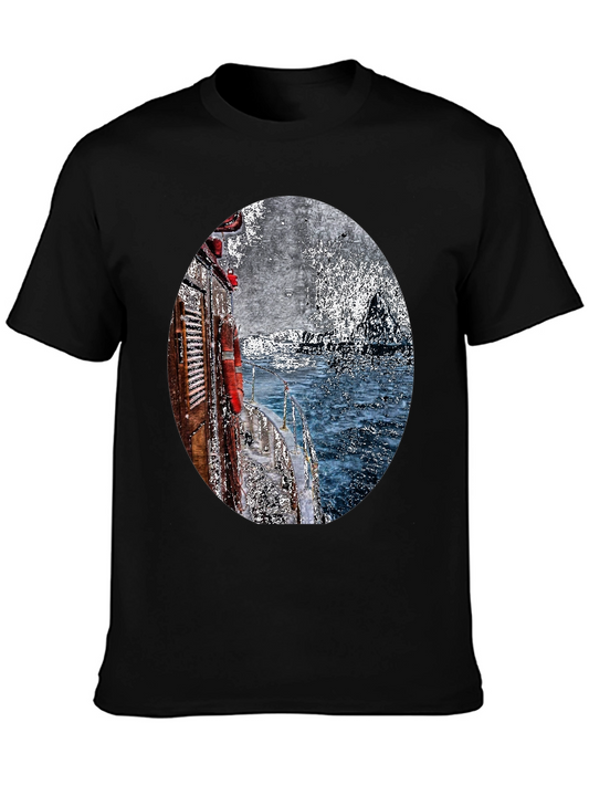 Boat Painting Graphic Tee - Black