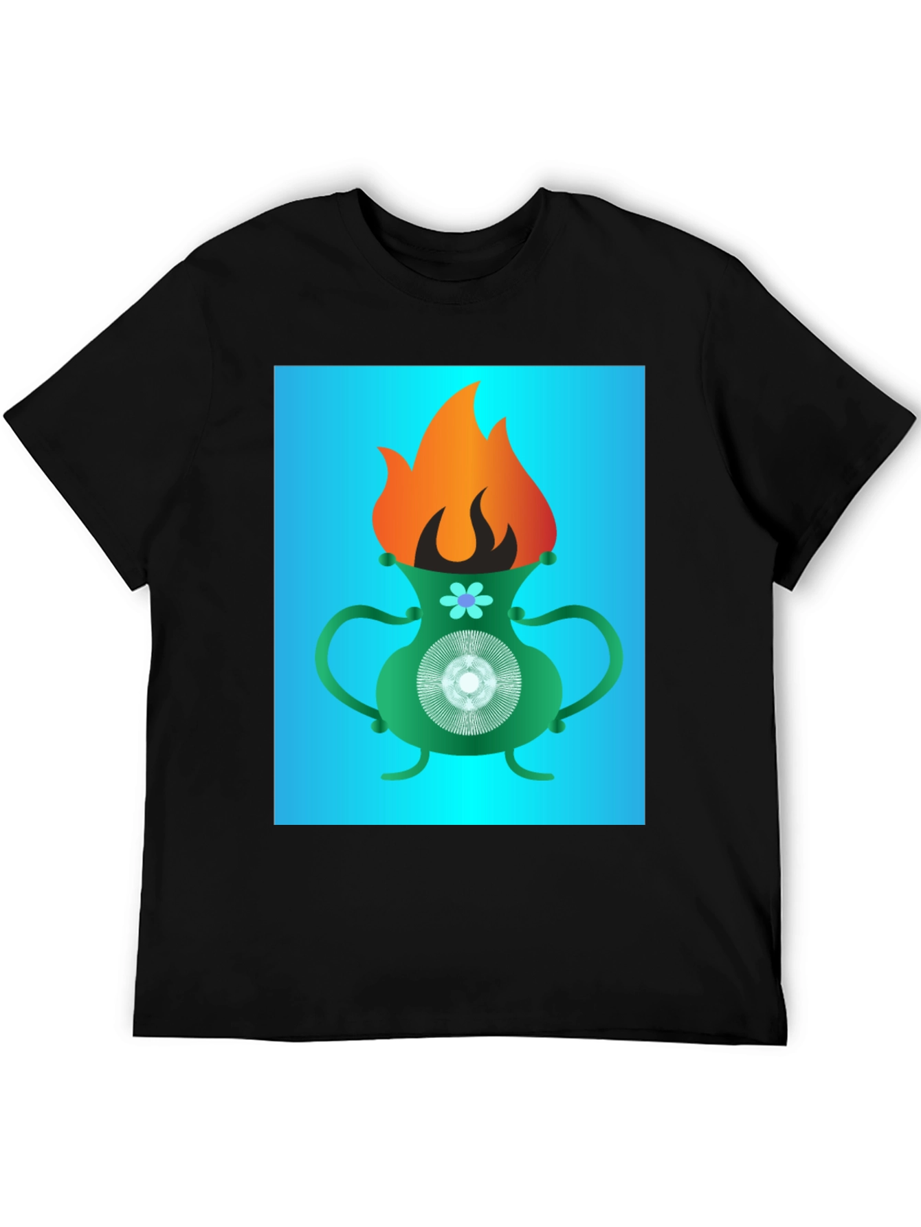 Flaming Vase Graphic Tee - Unique Design