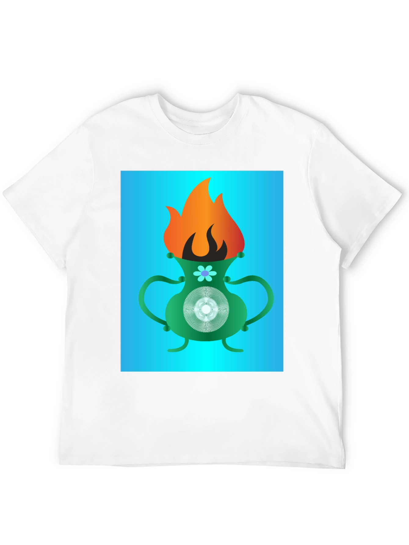 Flaming Vase Graphic Tee - Unique Design
