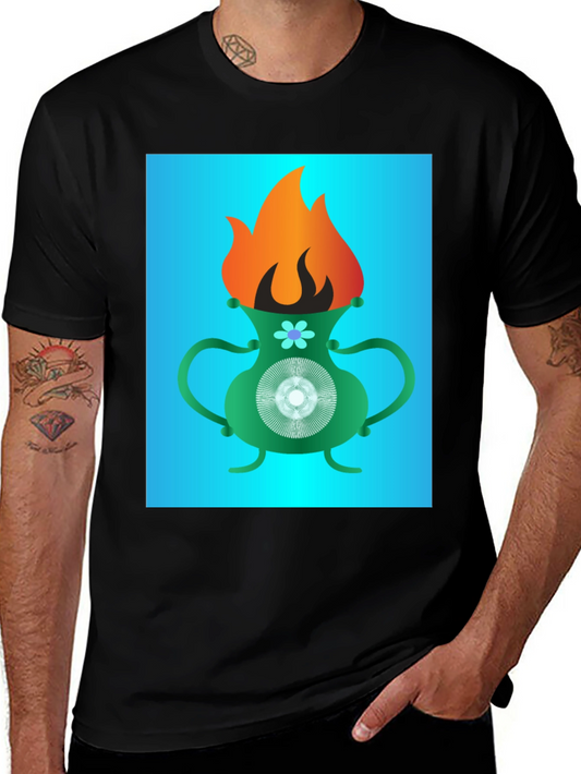 Flaming Vase Graphic Tee - Unique Design