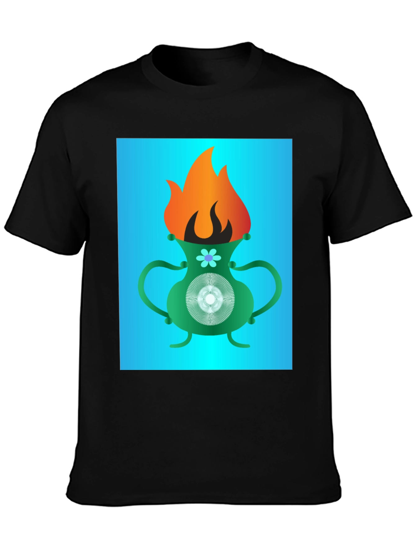 Flaming Vase Graphic Tee - Unique Design