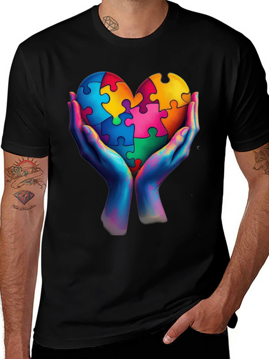 Autism Awareness Heart Puzzle Piece Graphic T-Shirt