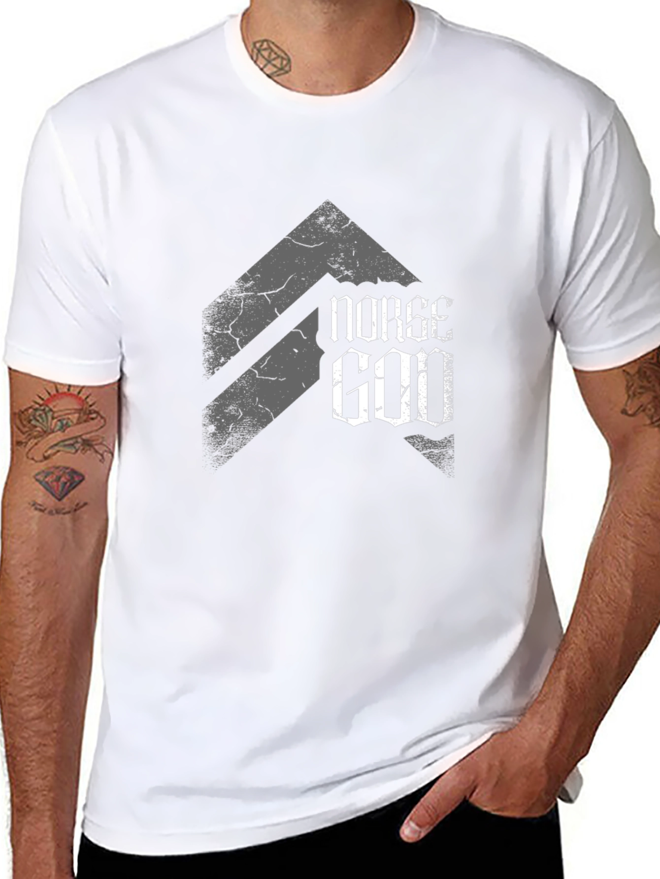 Norse God Graphic Tee - Black Viking Style