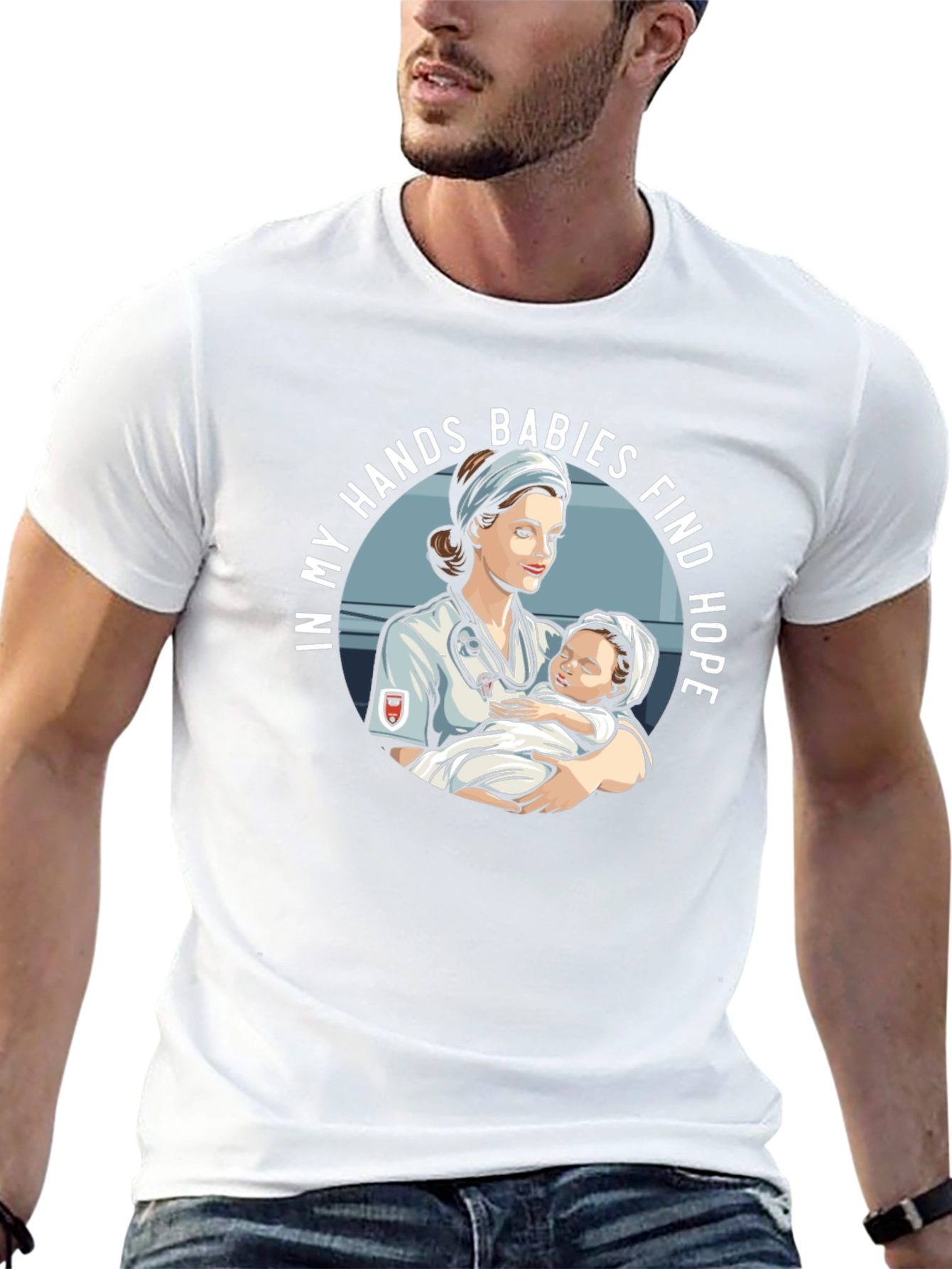 Nurse Holding Baby Graphic T-Shirt