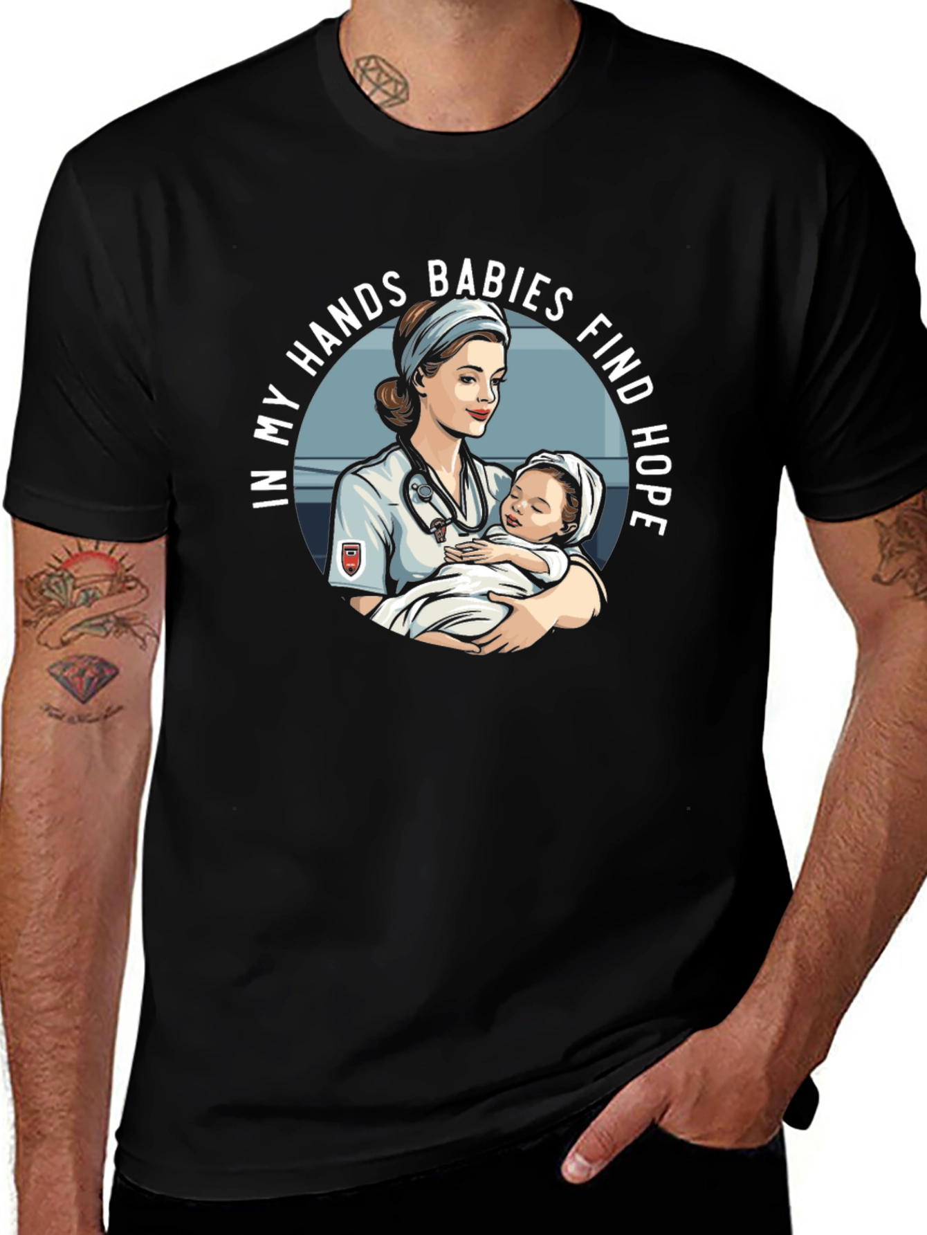 Nurse Holding Baby Graphic T-Shirt
