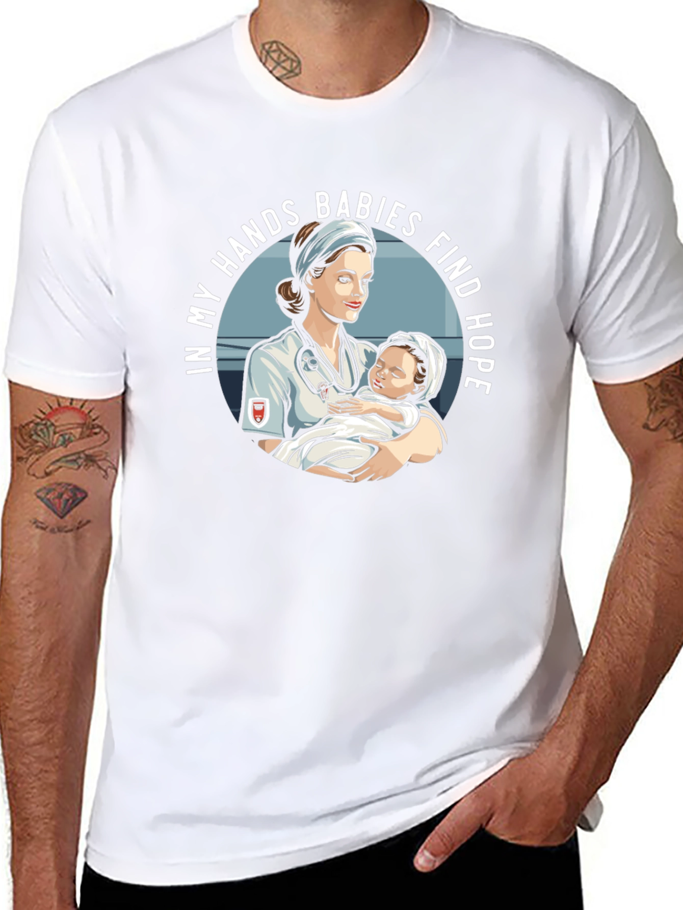 Nurse Holding Baby Graphic T-Shirt
