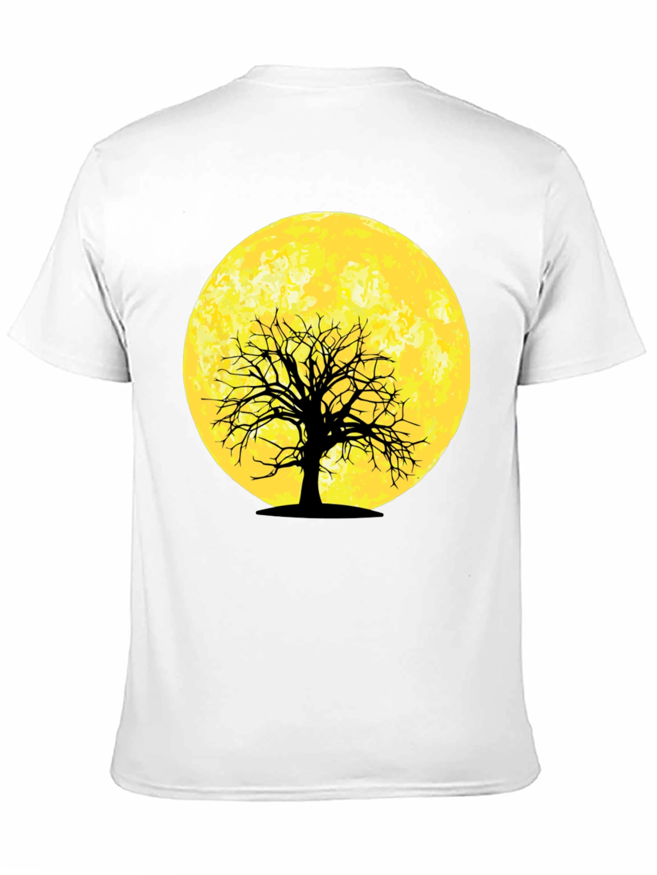 Moonlit Tree Graphic Tee - Black Cotton T-Shirt