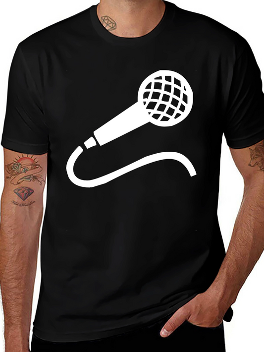Microphone Graphic Tee - Cool Black Shirt