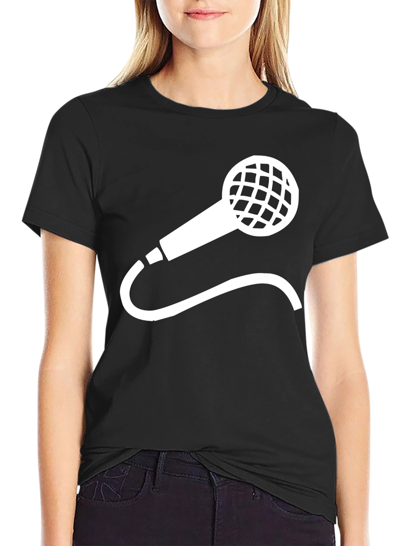 Microphone Graphic Tee - Cool Black Shirt