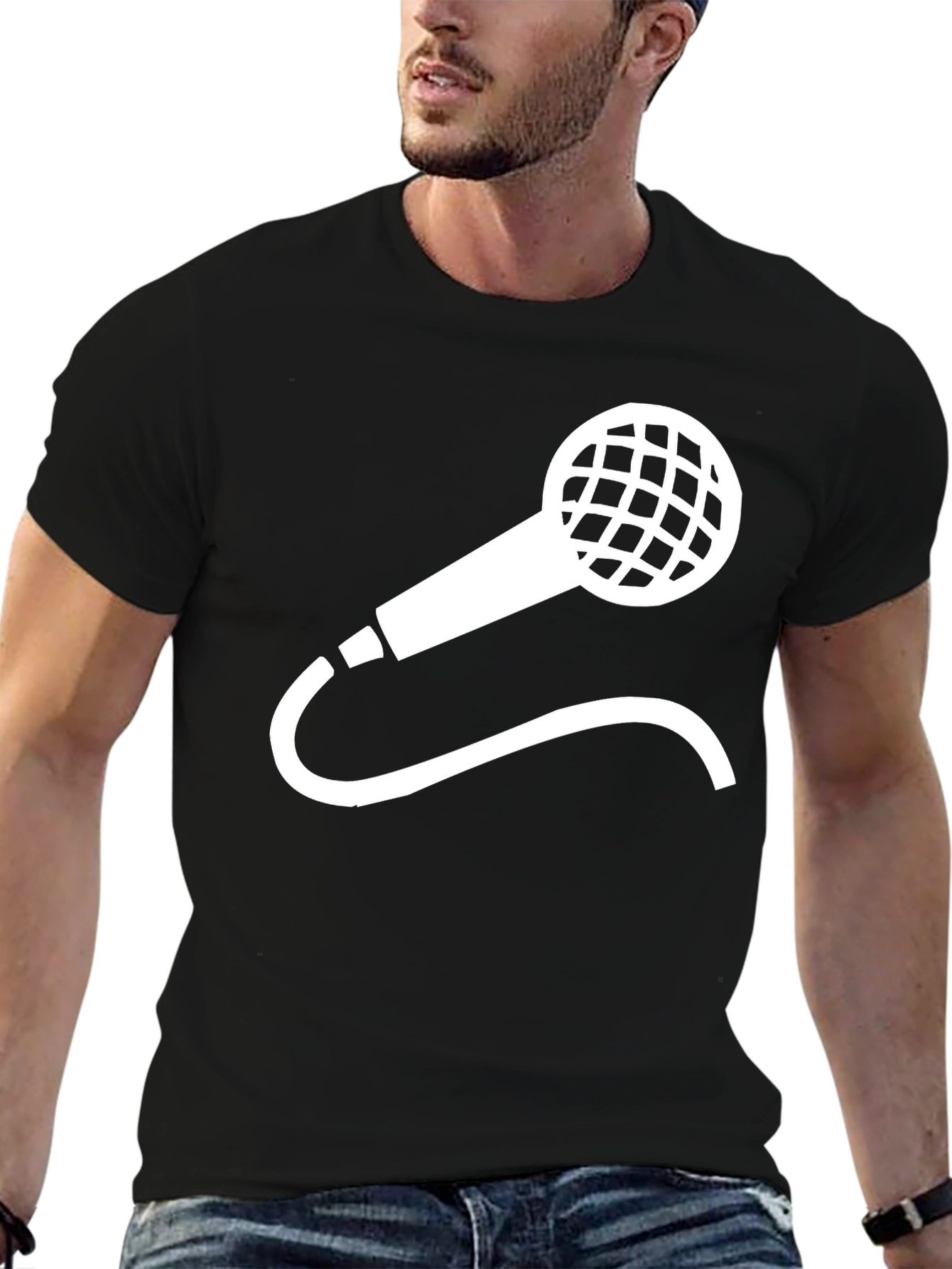 Microphone Graphic Tee - Cool Black Shirt