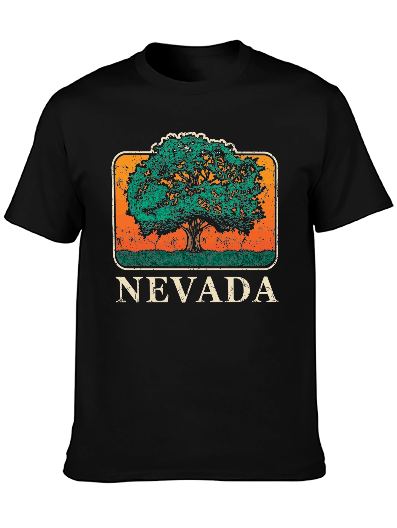 Nevada Tree Graphic Tee - Black Cotton T-Shirt