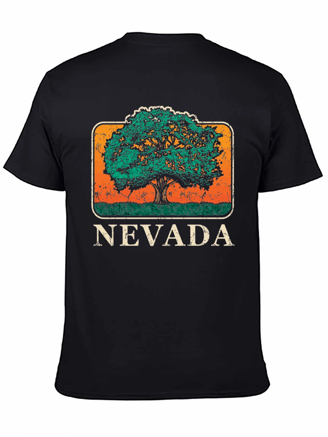 Nevada Tree Graphic Tee - Black Cotton T-Shirt