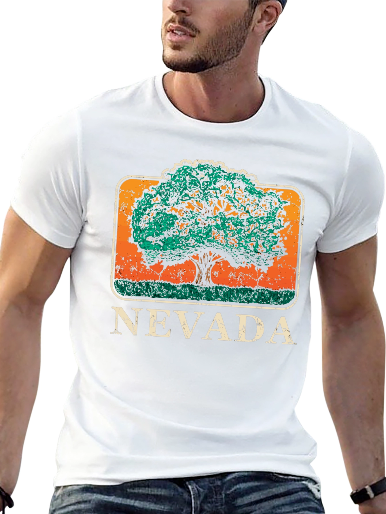 Nevada Tree Graphic Tee - Black Cotton T-Shirt