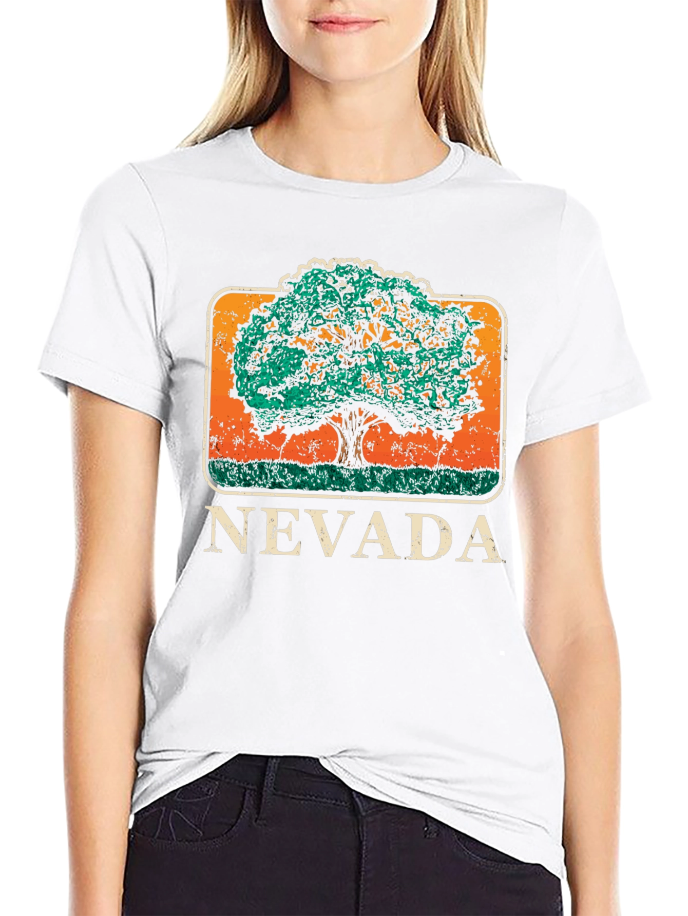 Nevada Tree Graphic Tee - Black Cotton T-Shirt