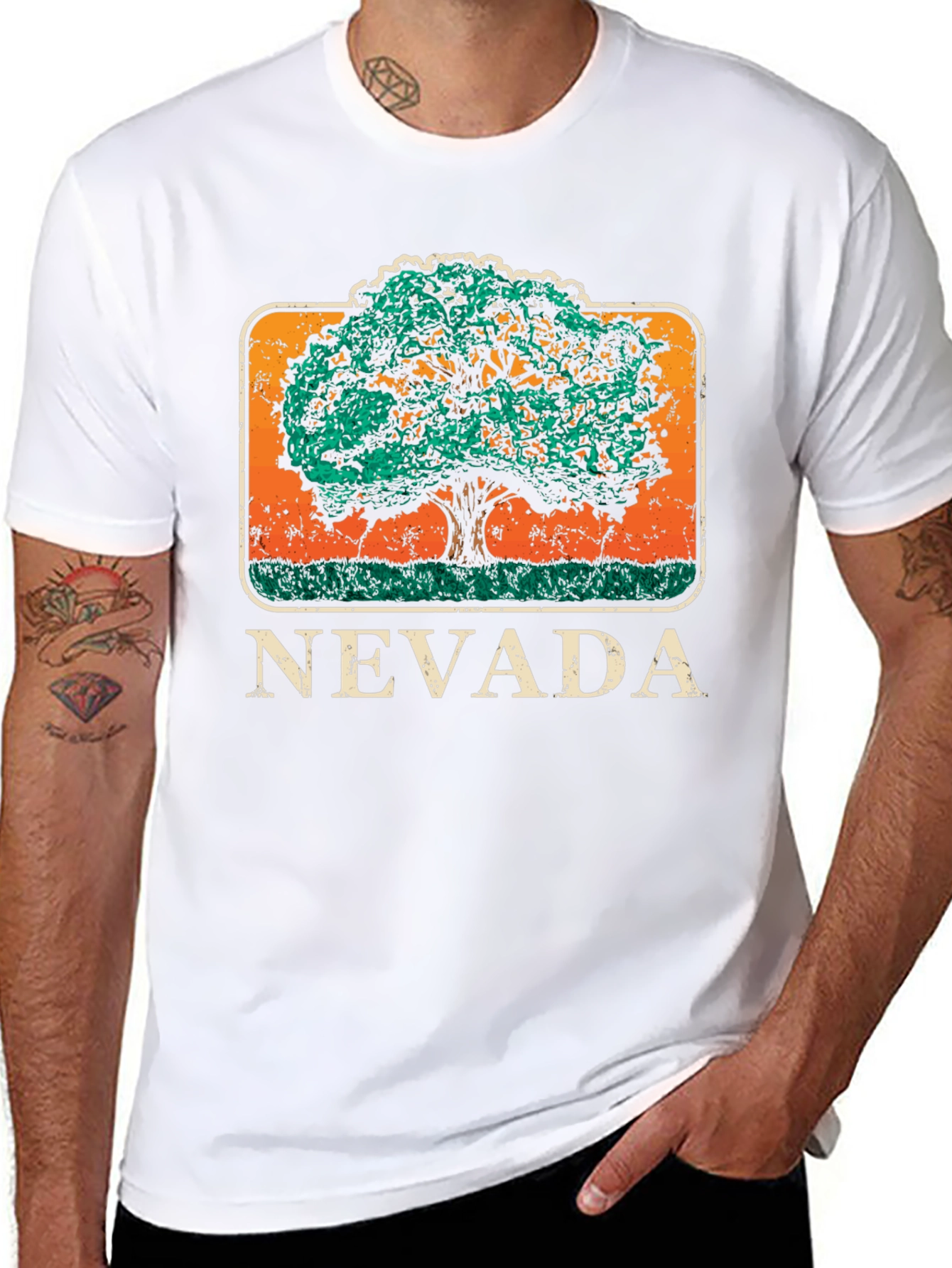 Nevada Tree Graphic Tee - Black Cotton T-Shirt