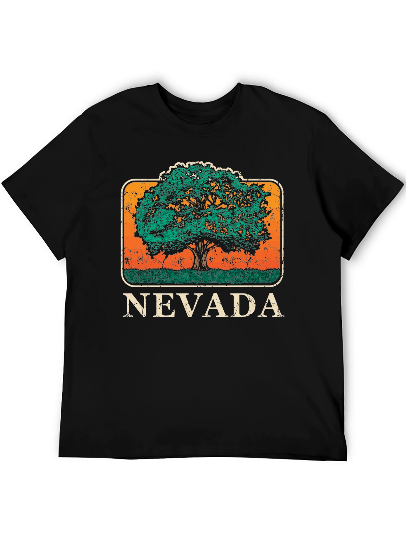 Nevada Tree Graphic Tee - Black Cotton T-Shirt