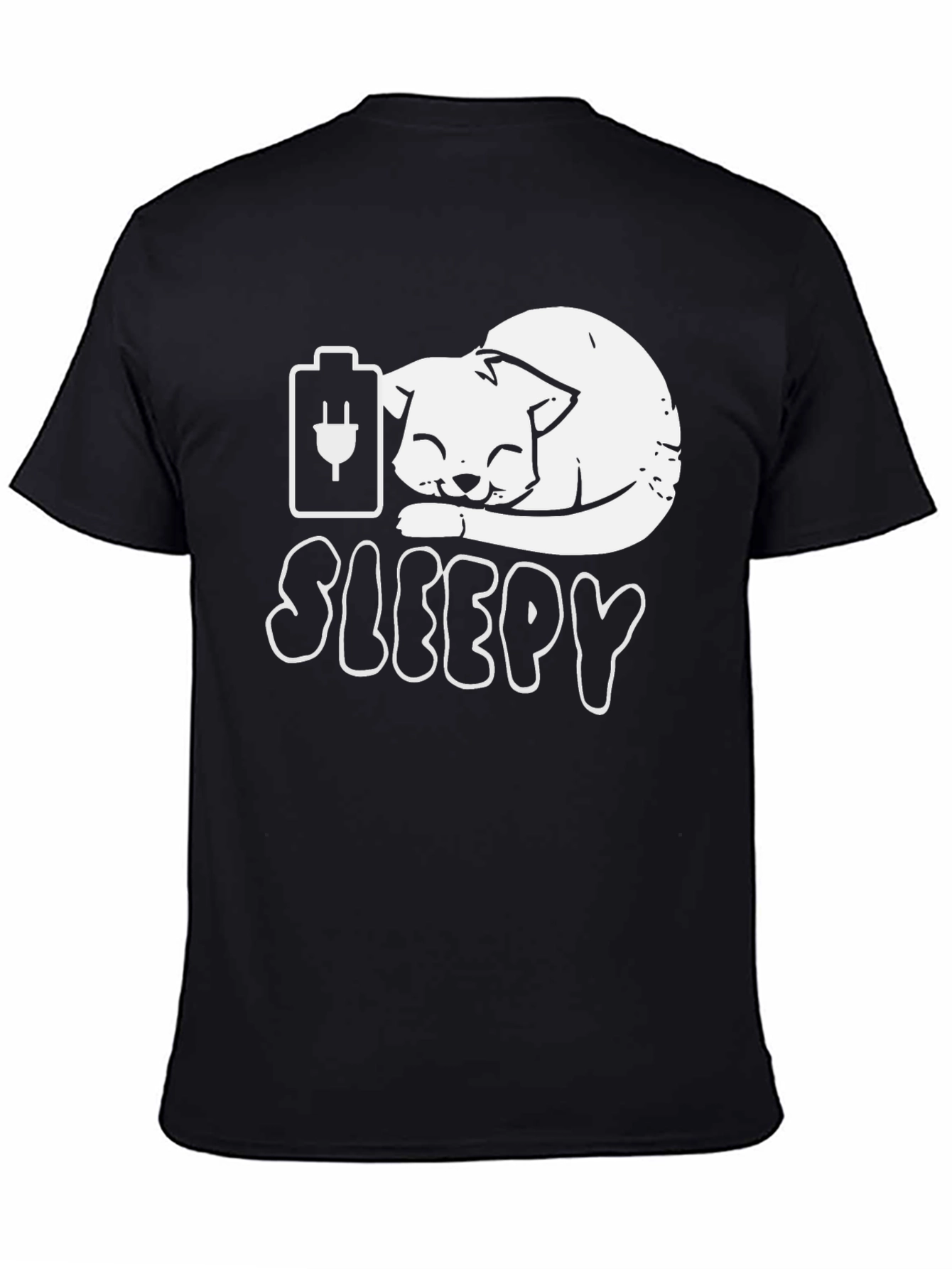 Sleepy Cat Battery T-Shirt - Funny Graphic Tee