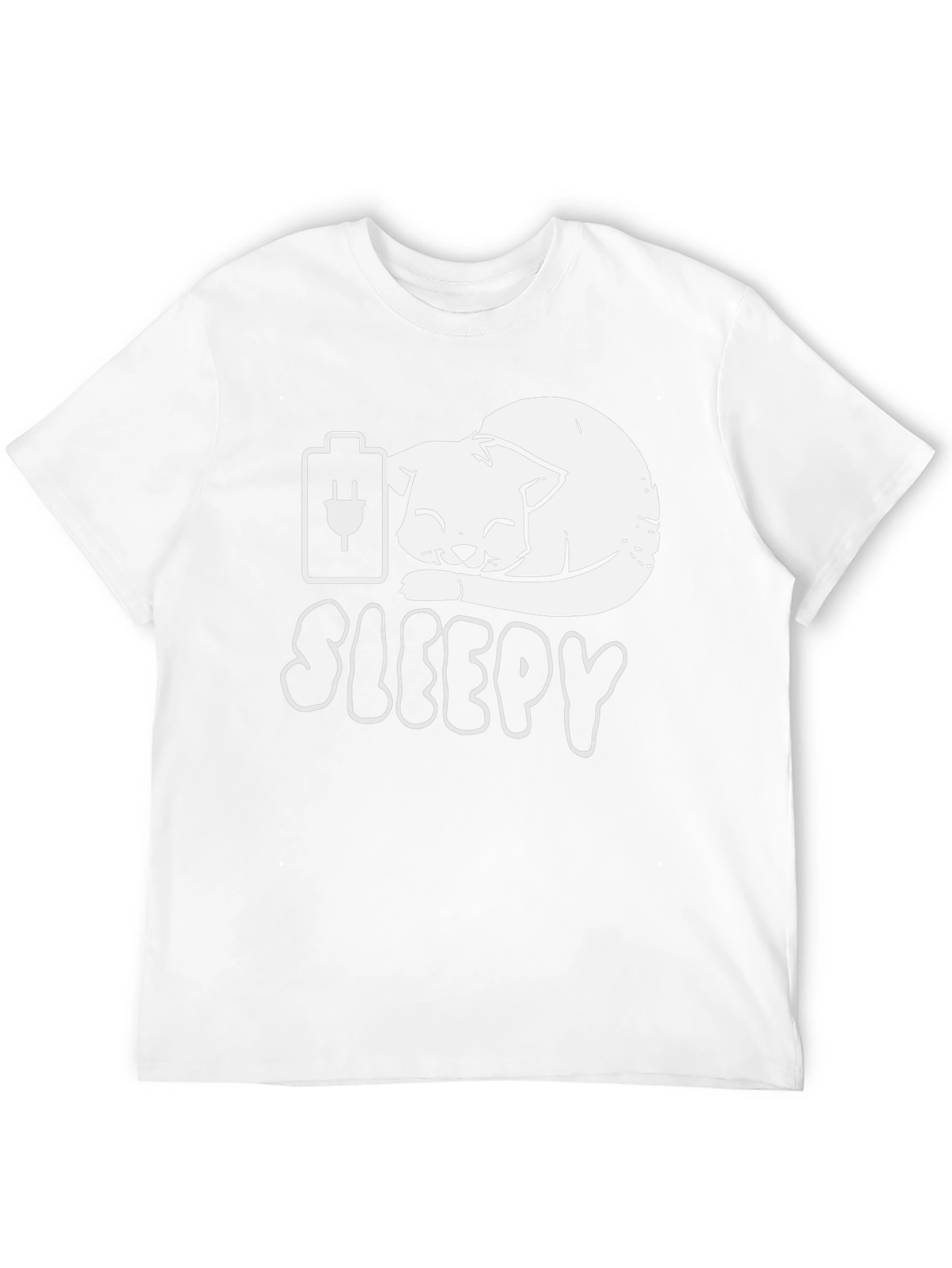 Sleepy Cat Battery T-Shirt - Funny Graphic Tee