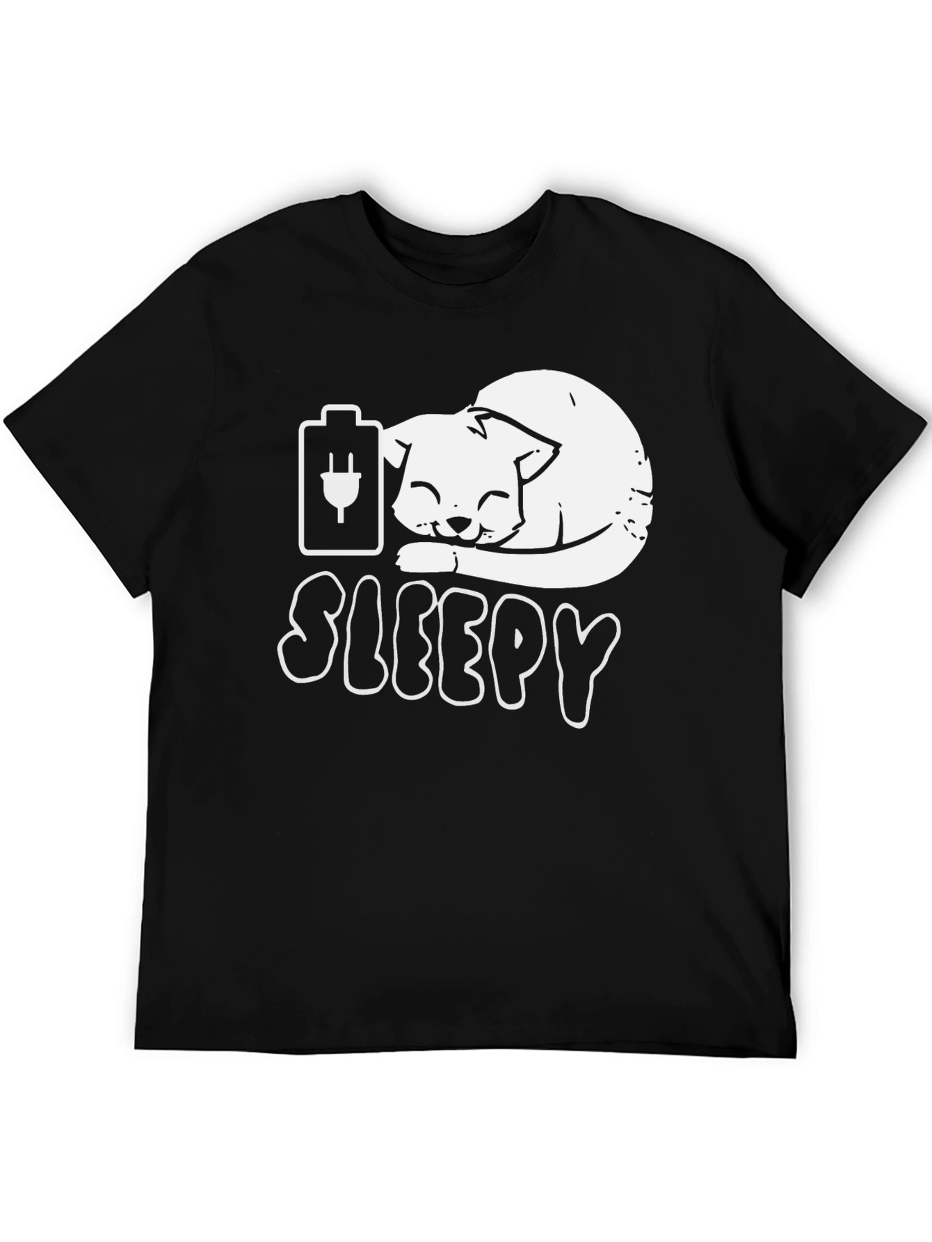 Sleepy Cat Battery T-Shirt - Funny Graphic Tee