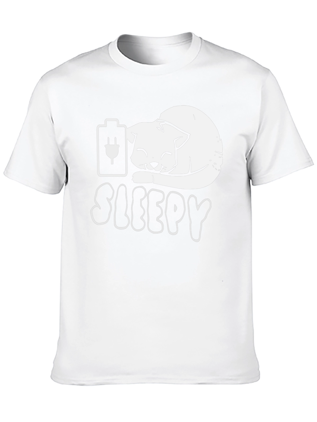 Sleepy Cat Battery T-Shirt - Funny Graphic Tee