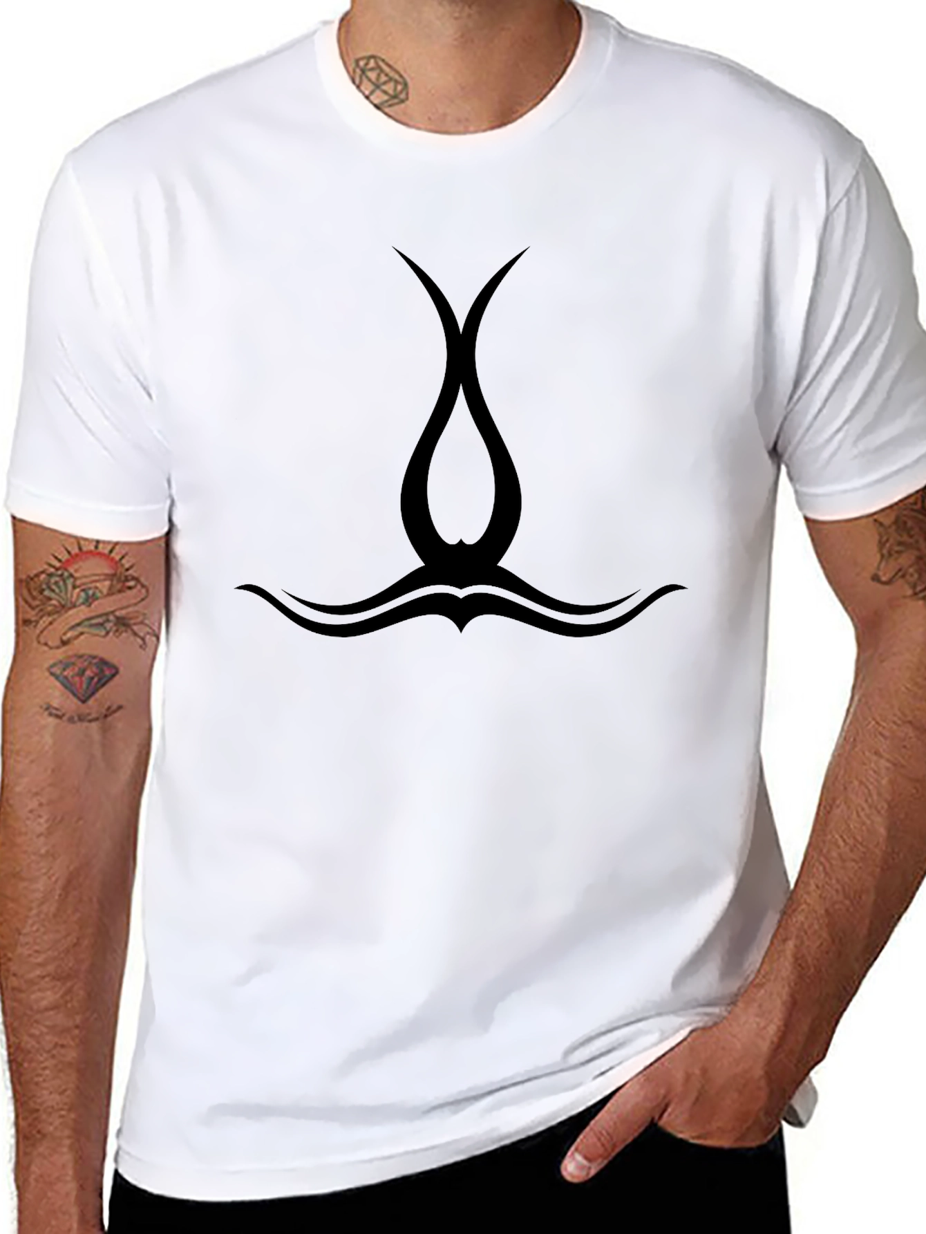 Mens Black Tribal Graphic Tee - Casual Style