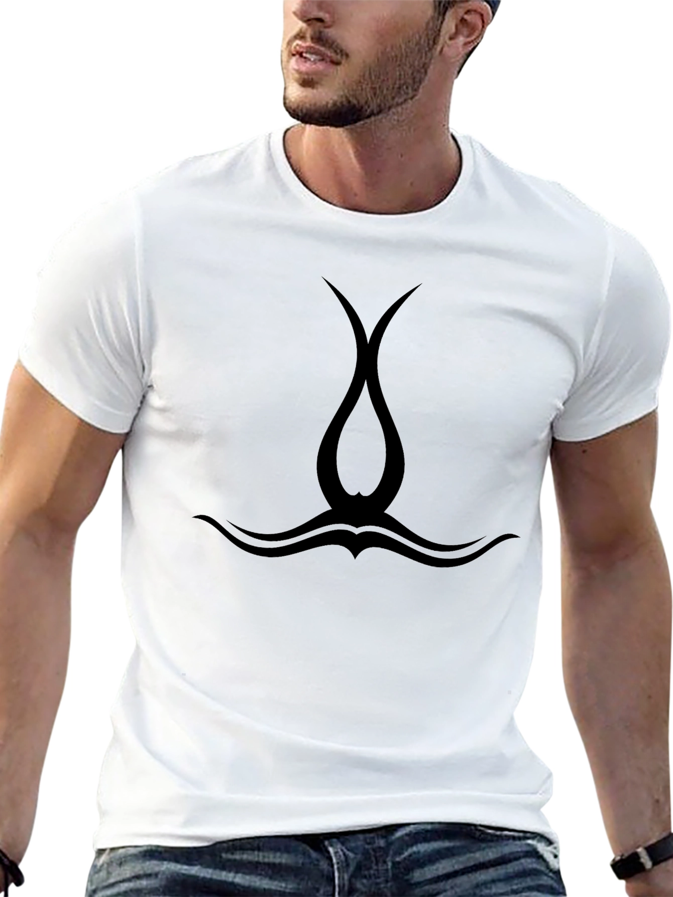 Mens Black Tribal Graphic Tee - Casual Style